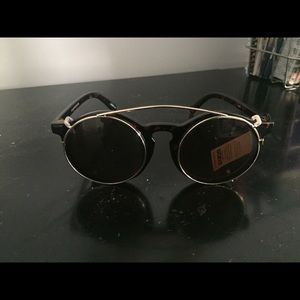 Round Frame Clip On Sunglasses